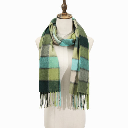 Temminc #1209005 Women/Men A Splash of Color,Cashmere Vibrant Plaid Winter Fashion Scarf ,70.9x11.8in