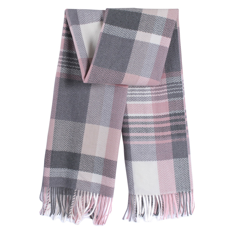 2042-08 Women's Long Classic Tassel Plaid Scarf, Chunky  Winter/Fall Warm Scarf