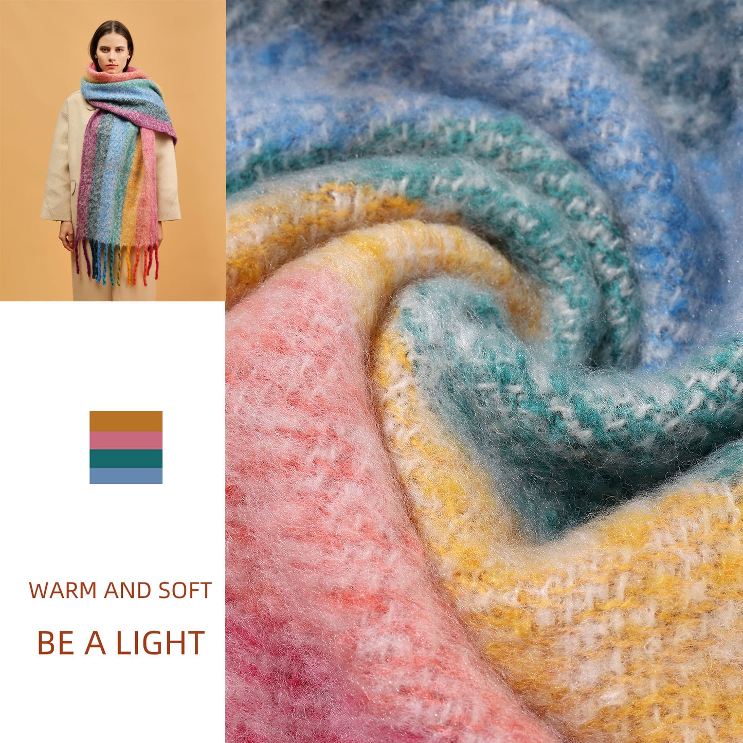 Temminc #2147-03 Women Winter Fashion Scarf,Colorful Soft Comfort Elegant Cold Weather Pashmina Shawl