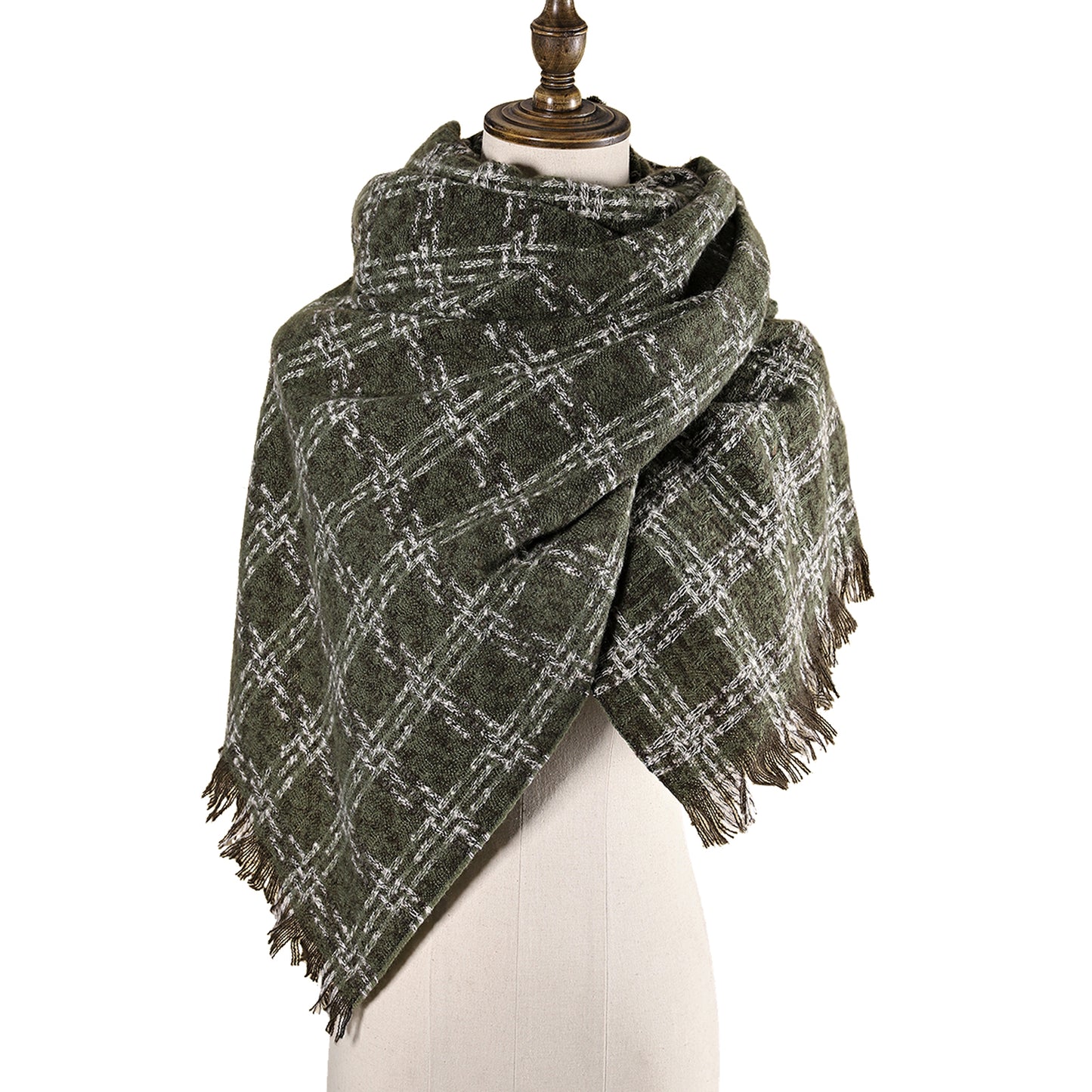 3984-02 Women's Long Classic Tassel Plaid Scarf, Chunky  Winter/Fall Warm Scarf