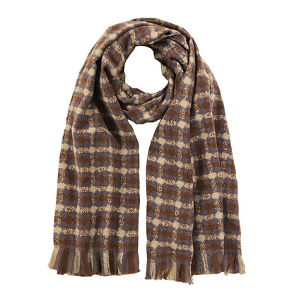 3991-05 Women's Long Classic Tassel Plaid Scarf, Chunky  Winter/Fall Warm Scarf