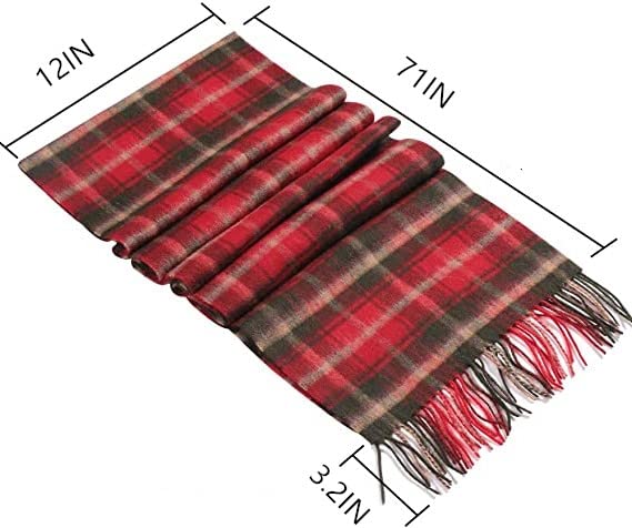 Temminc #12161-06 Women/Men Wool Plaid Winter Fashion Scarf ,70.9x11.8in