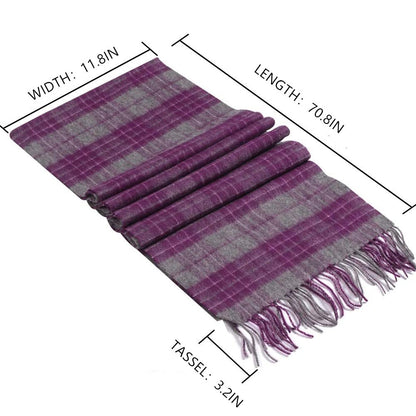 Temminc #12161-08 Women/Men Wool Plaid Winter Fashion Scarf ,70.9x11.8in