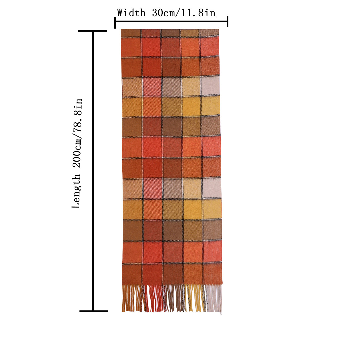 Temminc #1209001 Women/Men A Splash of Color,Cashmere Vibrant Plaid Winter Fashion Scarf ,70.9x11.8in