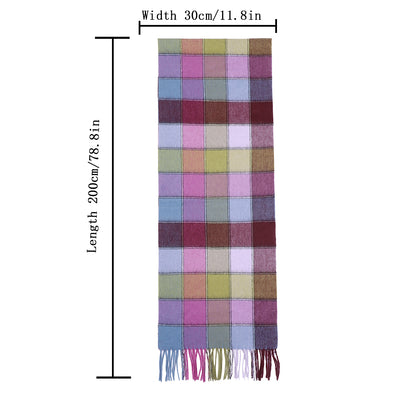 Temminc #1209002 Women/Men A Splash of Color,Cashmere Vibrant Plaid Winter Fashion Scarf ,70.9x11.8in