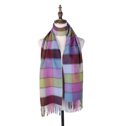 Temminc #1209002 Women/Men A Splash of Color,Cashmere Vibrant Plaid Winter Fashion Scarf ,70.9x11.8in