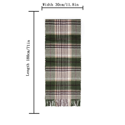 Temminc #4946-02 Women/Men Wool Plaid Winter Fashion Scarf ,71x11.8in