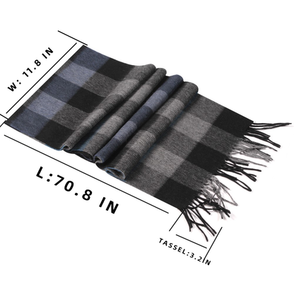 Temminc #1017312 Women/Men Wool Plaid Winter Fashion Scarf ,70.9x11.8in