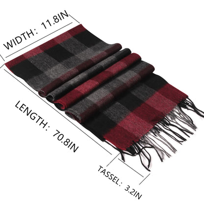 Temminc #1017314 Women/Men Wool Plaid Winter Fashion Scarf ,70.9x11.8in