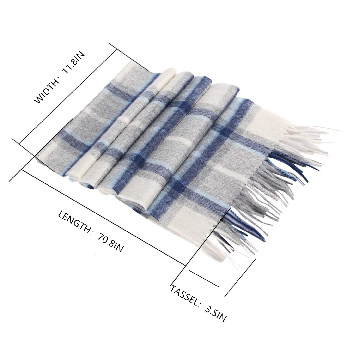 Temminc #1216108 Women/Men Wool Plaid Winter Fashion Scarf ,70.9x11.8in