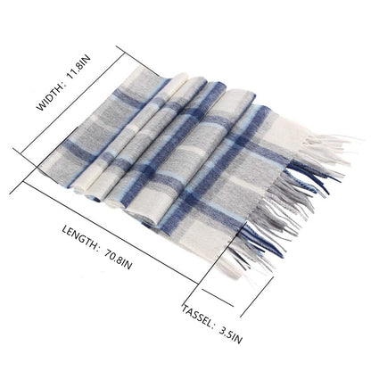 Temminc #1216108 Women/Men Wool Plaid Winter Fashion Scarf ,70.9x11.8in