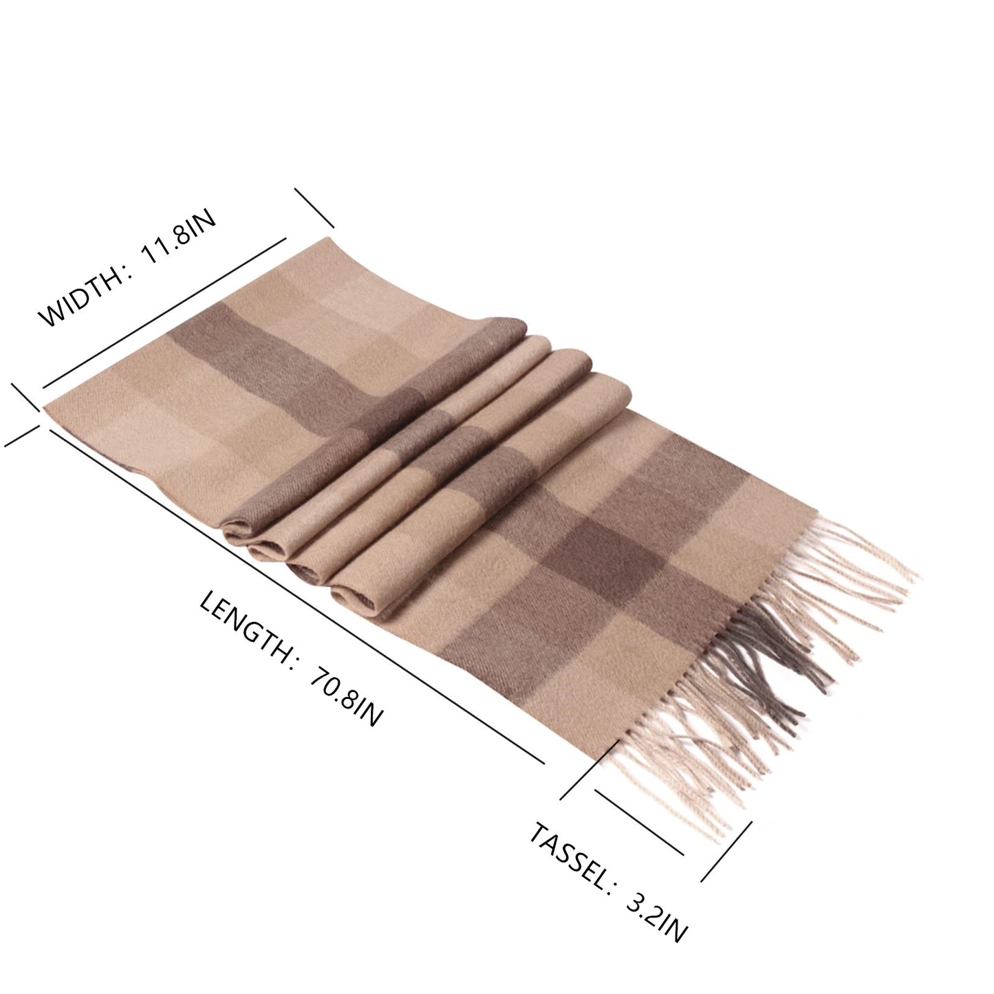 Temminc #1017317 Women/Men Wool Plaid Winter Fashion Scarf ,70.9x11.8in