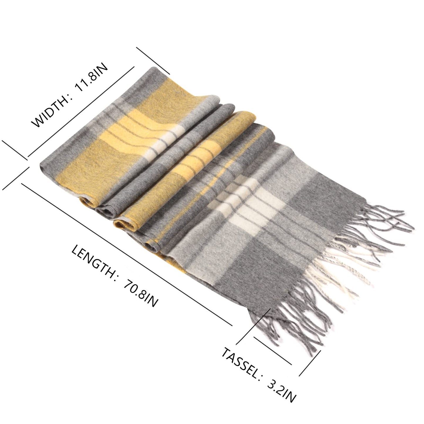 Temminc #1216106 Women/Men Wool Plaid Winter Fashion Scarf ,70.9x11.8in