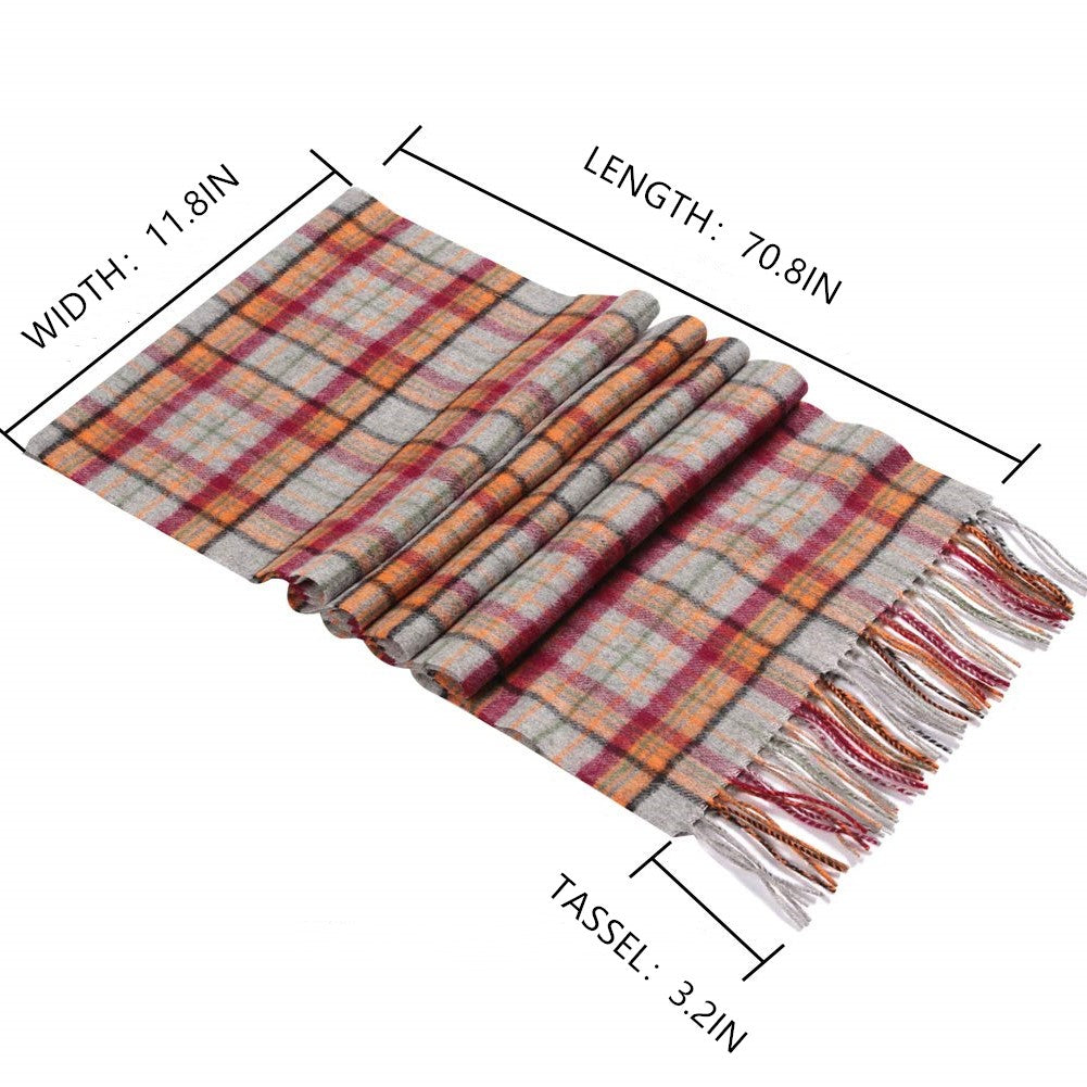 Temminc #12161-04 Women/Men Wool Plaid Winter Fashion Scarf ,70.9x11.8in