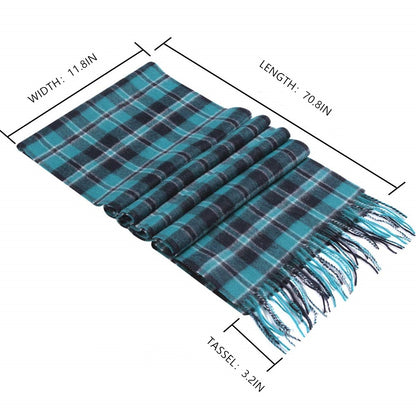 Temminc #12161-03 Women/Men Wool Plaid Winter Fashion Scarf ,70.9x11.8in