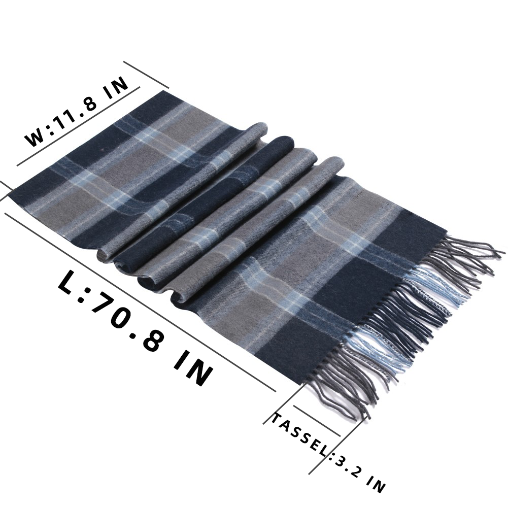 12161-07 667602 Women/Men Wool Plaid Winter Fashion Scarf ,70.9x11.8in