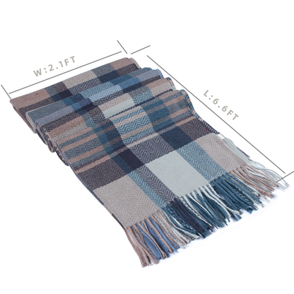 2042-04 Women's Long Classic Tassel Plaid Scarf, Chunky  Winter/Fall Warm Scarf