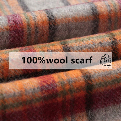 Temminc #12161-04 Women/Men Wool Plaid Winter Fashion Scarf ,70.9x11.8in