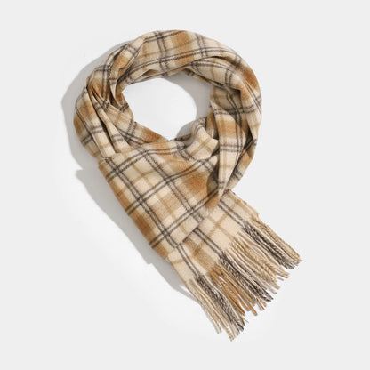 Temminc #155524 Women/Men Cashmere Solid Plaid Winter Fashion Scarf ,70.9x11.8in